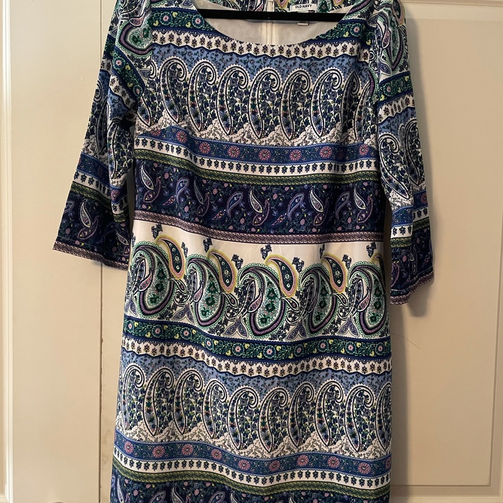 Paisley print blue dress